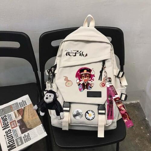Anime Toilet-Bound Hanako Kun Pattern Backpack Nylon Bookbag High Capacity Travel Bag Shoulder Bag for Students Girls Boys