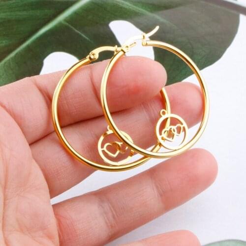 Stainless Steel Hoop Earring for Women Gold Color Heart Eearring Womens Circularity Love Shape Fashion Ear Jewelry 2021Hot