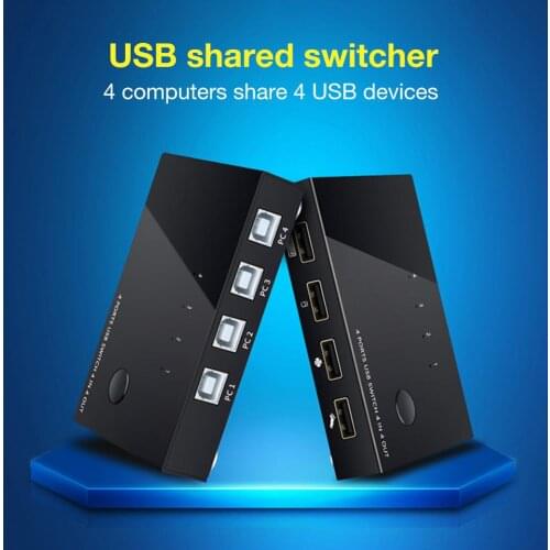 USB 2.0 Hub 4 Ports Sharing Switch USB Peripheral Switcher Adapter Box Hub 4 PCs Share 1 USB Device For Printer Scanner