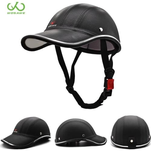 WOSAWE Water Repellent Motorbike Helmets PU Leather Equestrian Sports Horse-riding Bike Bicycle Safety Caps Motorcycle Hats