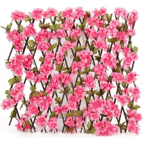 Artificial Cherry Blossoms Retractable Fence Garden Fence Gardening Wall Background Backyard Decorations