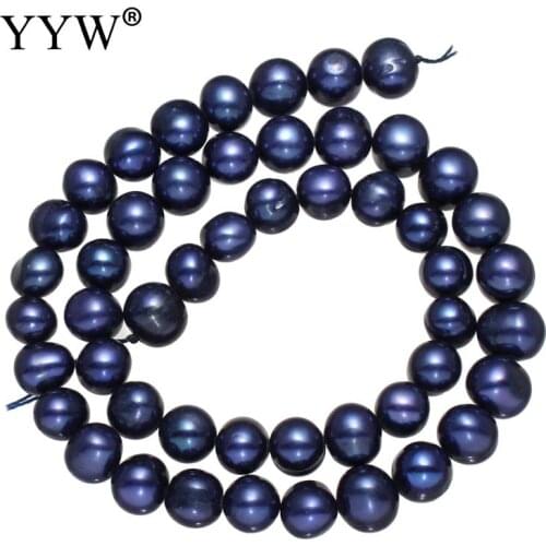 YYW High Quality Cultured Potato Freshwater Pearl Beads Blue 9-10mm Approx 0.8mm Sold Per Approx 15 Inch Strand