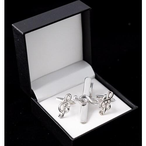 Music Note Tie Clips and Cufflinks Set Treble Clef Piano Score Cuff Button Necktie Clips For Mens Suits Wedding Business