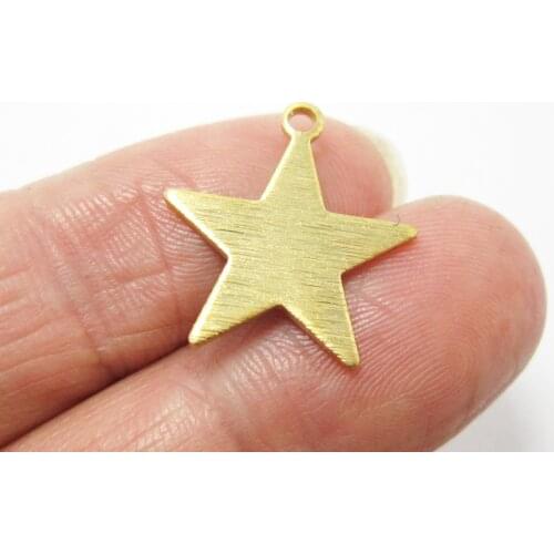 Brass star charm 18.5x17x1mm Textured brass earrings dangle pendant Earring findings -20pcs R1202