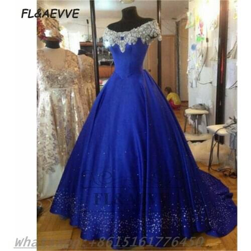 2021 Blue Ball Gown Evening Dress Beads Sexy Sccop South African Floor Length Lace Up Back Black Girls Evening Party Gowns