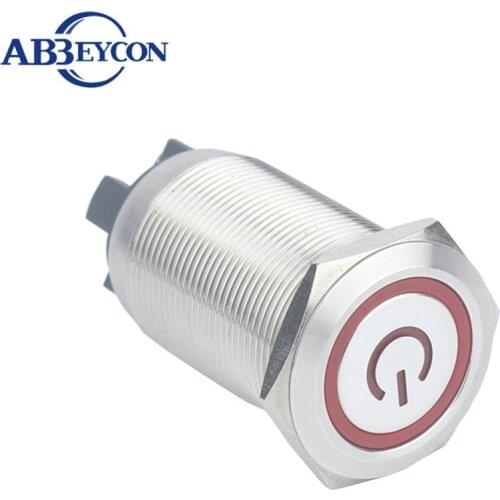 22mm Stainless Steel Momentary Button Screw Terminal 12V 5A Ring Power Logo Led Illuminated Waterproof Push Button Light Switch