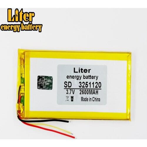 3 line 3251120 3.7V 2600MAH 3050120 Li-Po Rechargeable Battery For Mp5 GPS E-Book tablet pc power bank video game