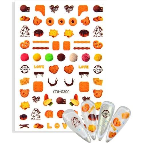 3D New Cookies Nail Art Stickers Cute Cartoon Christmas Adhesive Decals for Design Manicure Decorations Sticker for Nails