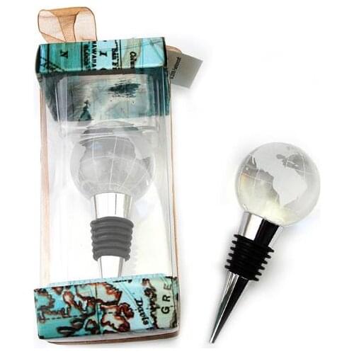 50pcs World Travel Theme Wine Stoppers Crystal Globe Bottle Stopper Wedding Party Favor Return Gifts SN488