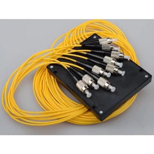 Free Shipping FTTH PLC ABS type FBT PLC optical fiber splitter FC/ UPC 1X8 PLC Singlemode Fiber Optical splitter