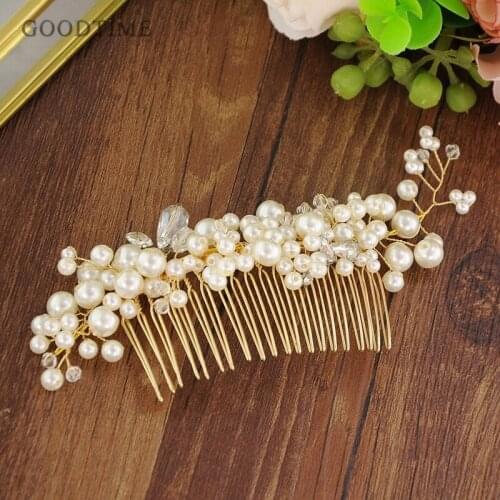 Noble Bride Wedding Accessories Rhinestone Pearl Comb Teardrop Flower Shaped Bridesmaid Trendy Headdress Jewelry For Dress Up