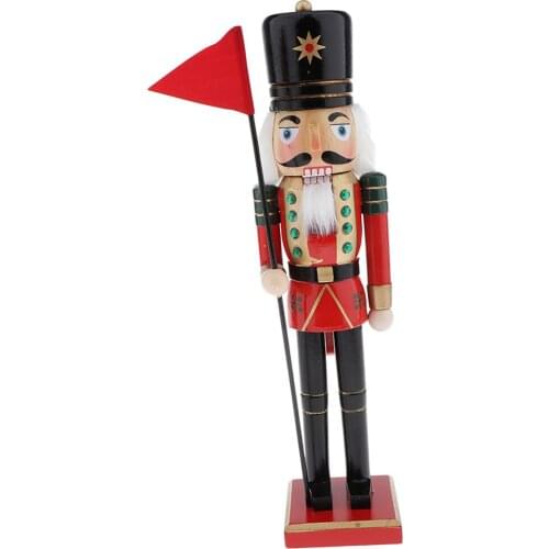 Wooden Nutcracker Solider Figure Model Puppet Doll Handcraft for Xmas 38cm