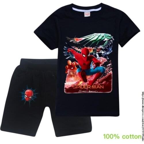 Disney SpiderMan boys clothing set kids Summer Baby Clothes girl children Sports suit Your Own Design Photo Logo Birthday