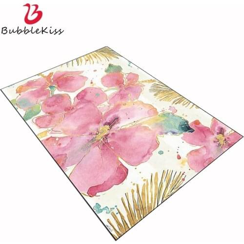 Bubble Kiss New 100% Polyester Pink Flower Carpet Modern Home Decoration Carpet Bedroom Water Absorption Carpet Girl Room Rug