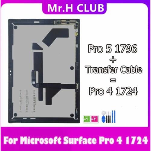 For LG Version + Transfer Cable For Microsoft Surface Pro 4 1724 LCD Display Touch Screen Assembly For Surface Pro4 LCD Screen