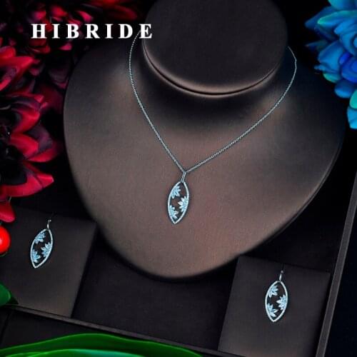HIBRIDE Luxury Design New Arrival Pendant Necklace Jewelry Set For Women Link Chain Necklace Earring Set Gifts N-669