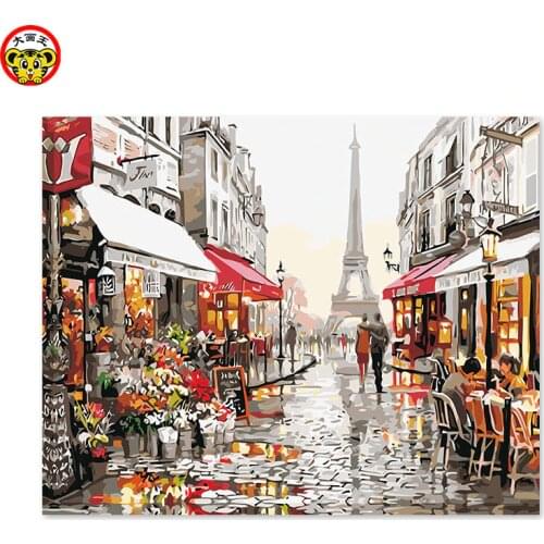 Painting by numbers art paint by number itself handmade DIY decoration drawing room bedroom sofa background hanging picture Pari