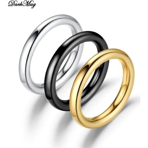 3mm Thin Rings Female Jewelry Black Silver Color Gold Color Stainless Steel Elegant Party Tail Ring for Woman