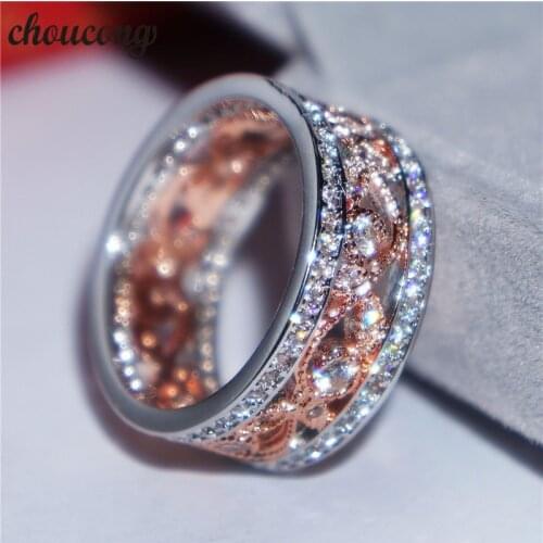 Choucong Handmade Flower ring Pave Setting AAA zircon Cz Rose Gold filled 925 silver Engagement Wedding Band Rings For Women