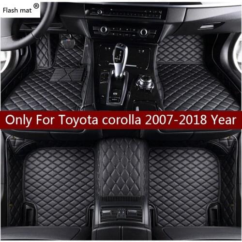 Flash mat leather car floor mats for Toyota corolla 2007-2014 2015 2016 2017 2018 Custom auto foot Pads automobile carpet cover