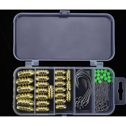 70pcs/box crank hook texas rig copper bullet sinker bead luminous lure suit fishing accessories fishing tackle