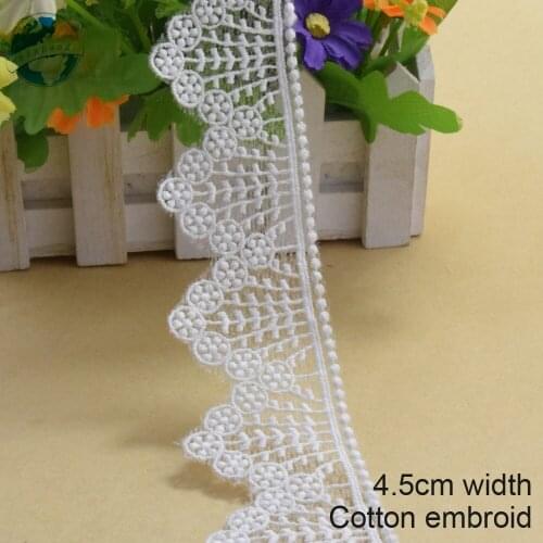 10yards 4.5cm wide cotton embroidery lace edges french ribbon lace fabric guipure diy trims dress lace sewing Accessories#3028