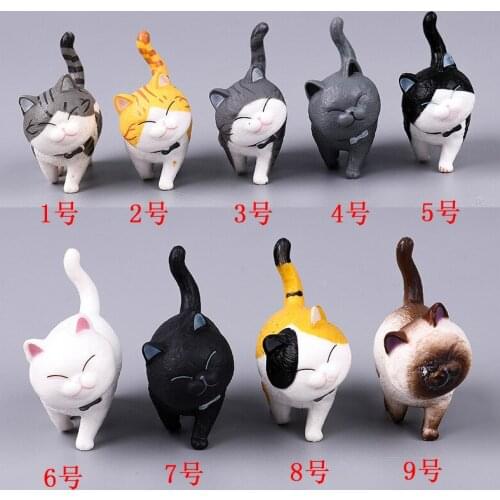 9 Pcs/set Kitten Toss Egg Dolls Cute Cat Bells Hand-made Toys Micro-landscape Ornaments Childrens Gifts Cartoon Animals Figures