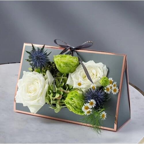 Square Shaped Boxes For Flowers Romantic Portable Flower Hand Bags For Women Giftbox Basket Easter Gift Wrapping Paper