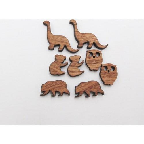 Laser Cut Animal Dino owl Bear Koala DIY Wooden Earring Charms Wood Cabochon Jewelry Earring Supplies