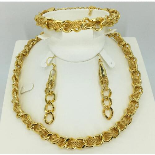 Wholesale fashion earrings/pendants/necklace 24K gold jewelry set for ladies birthday travel gift brides accessories