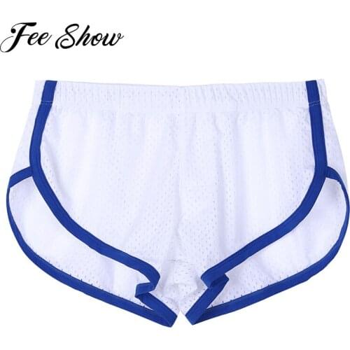 Men Summer Running Shorts Sport Bottom Pure Color Breathable Net Elastic Waistband Casual Shorts for Sleeping Lounging Hot Pants