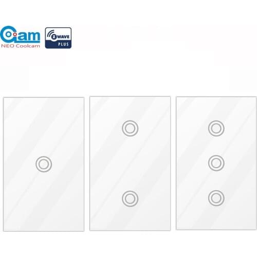 NEO COOLCAM US Wall Switch 1/2/3Gang Z-wave US 908.4MHz Z Wave Wireless Smart Remote Control Wall Touch Sensitive Light Switch