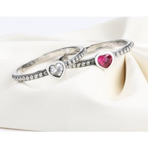 New Fashion Rose Gold Silver Color Stackable Classic Love Heart Beaded Ring For Women Wedding Engagement Pan Rings DropShip