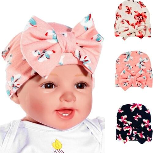 2018 New Baby Newborn Flower Bowknot Beanies Hat Comfortably Hospital Cap Gorro Infantil Headwear