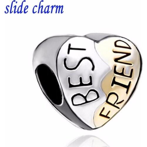Slide charm Free shipping The best Christmas gift 2016 best friend beads fit Pandora bracelets charm bracelets and