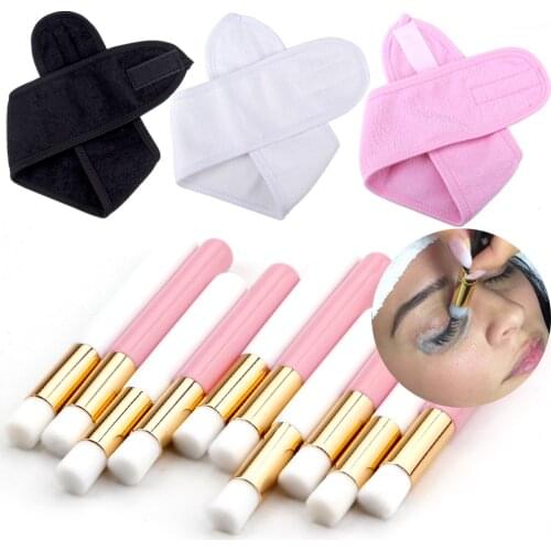 Eyelashes Extension Eyebrow Nose Blackhead Cleaning Brush Lash Shampoo Brush Eyelash Spa Facial Headband Wrap Makeup Accessories