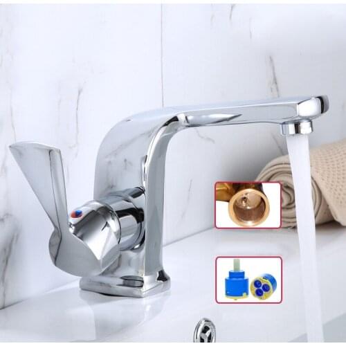 Basin Faucet Brass Bathroom Waterfall Sink Tap Single Handle Hot and Cold Water Mixer Tap Deck Mounted Washbasin Faucet Crane