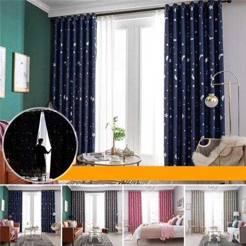 Modern Moon Star Window Blackout Curtains Living Room Bedroom Door Heat Insulated Curtains