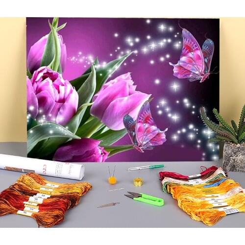 Flower Sunflower Printed Fabric 11CT Cross-Stitch Kit DIY Embroidery DMC Threads Handiwork Craft Hobby Handmade Sales