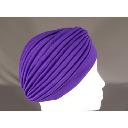Purple Hair Wrap Turban Twist Pleated Bonnet Womens Ladies Head Cap Islamic Head Cover Turband for Muslim 1 piece/lot