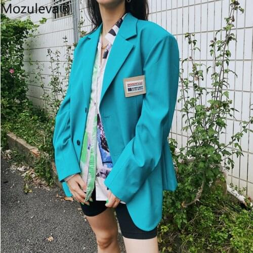 Mozuleva 2021 Korean Chic Loose Women Blazer Autumn Single Breasted Female Oversized Suit Jacket Full Sleeve Outwear Coats