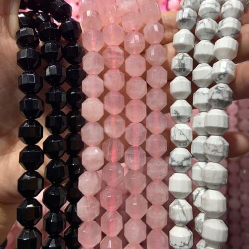 10mm Natural Black Agates Rose Quartz Howlite Beads Olive DIY Loose Beads For Jewelry Making Beads Necklace Bracelet For Women