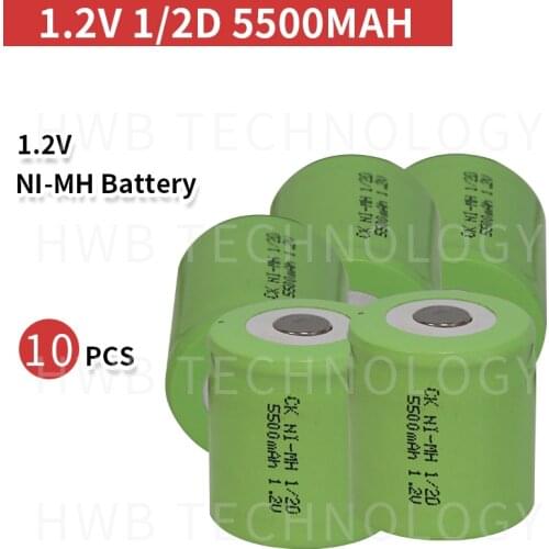 10 PCS/lot brand new Original New 1.2V 1/2D type 5000mAh High Capacity 1/2 D Ni-MhNi Mh Rechargeable Battery Free Shipping