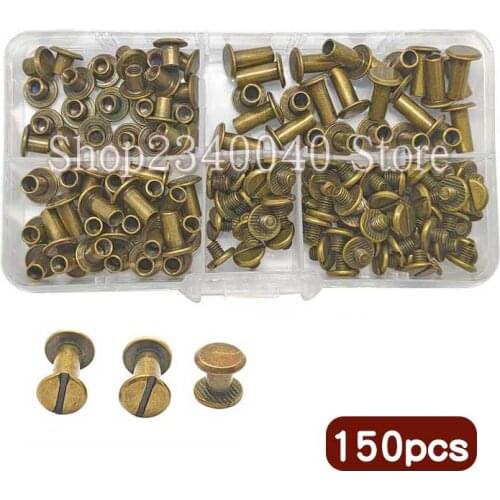 150pcs Chicago Screws Nails Studs Rivets For Photo Scrapbook Album Account Book Post Binding menu Leather Craft Belt Nail Rivet