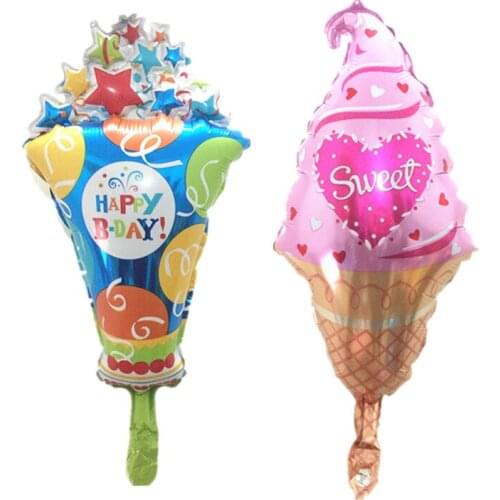 2pcs/lot Mini Ice Cream Balloon With Star Sweet Valentine Foil Happy Birthday Party Suppliers Day Decoration Ballon