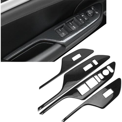 4Pcs/Set Car Window Lift Panel Switch Trim Decoration FOR HONDA Civic 10th 2016 2017 2018 2019 2020 Carbon Fiber ABS Plastic