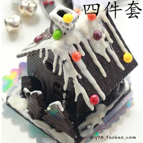 4PCS Three-dimensional chocolate house mould/chocolate mold/ gingerbread house Christmas gift kitchen tools