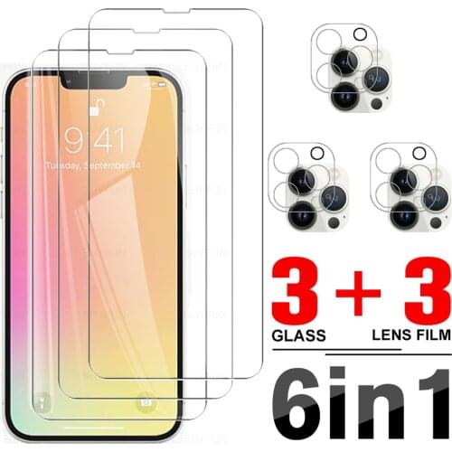 6in1 Tempered Glass For IPhone 13 Pro Max Protective Glass For iphone13 13 mini 13pro max Screen Camera Lens Protection Film