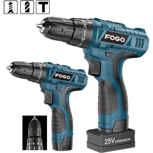 16.8V Household Lithium-Ion Battery Cordless Drill Driver 25V Torque Electric Impact Drill hand electric screwdriver Power Tools