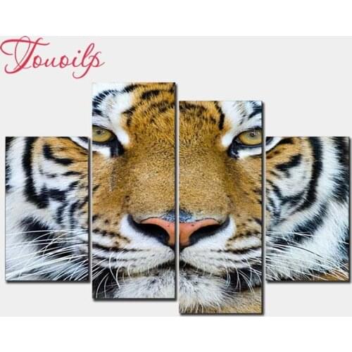 4pcs/set animal tiger 5d Diamond Painting Cross Stitch Pattern Diamond Embroidery Mosaic Full Drill Home Decor DIY Painting